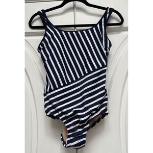 Lands‎ End Size 4 Navy and White Stripe Swimsuit